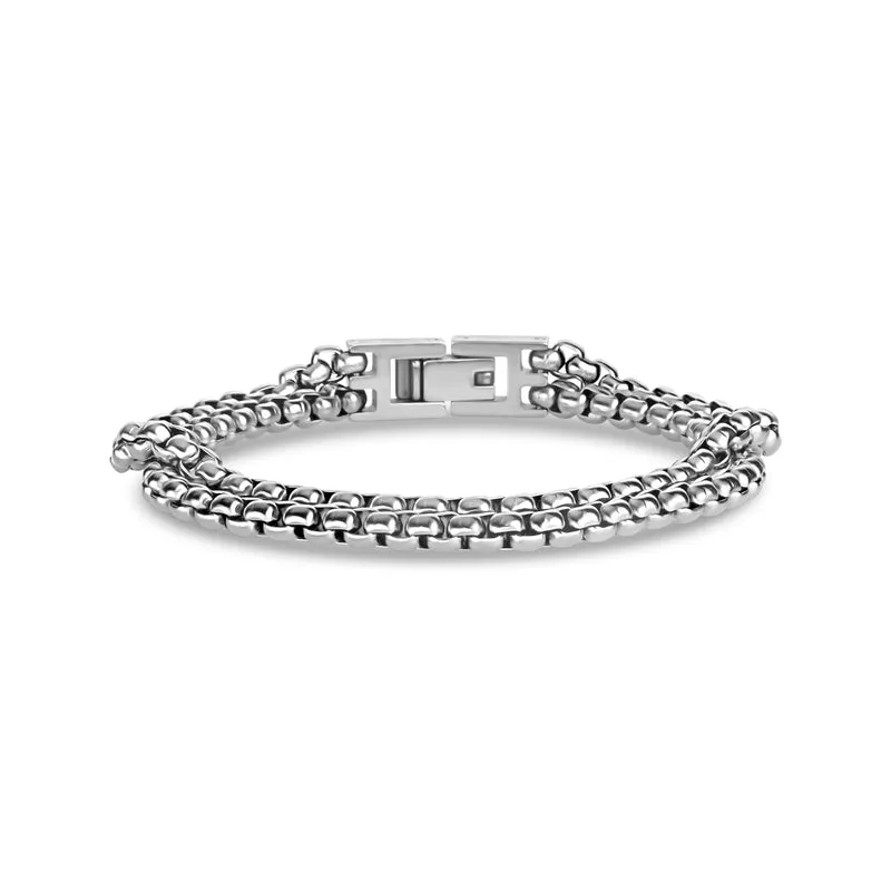 Bracelet à double rangée de maillons ronds