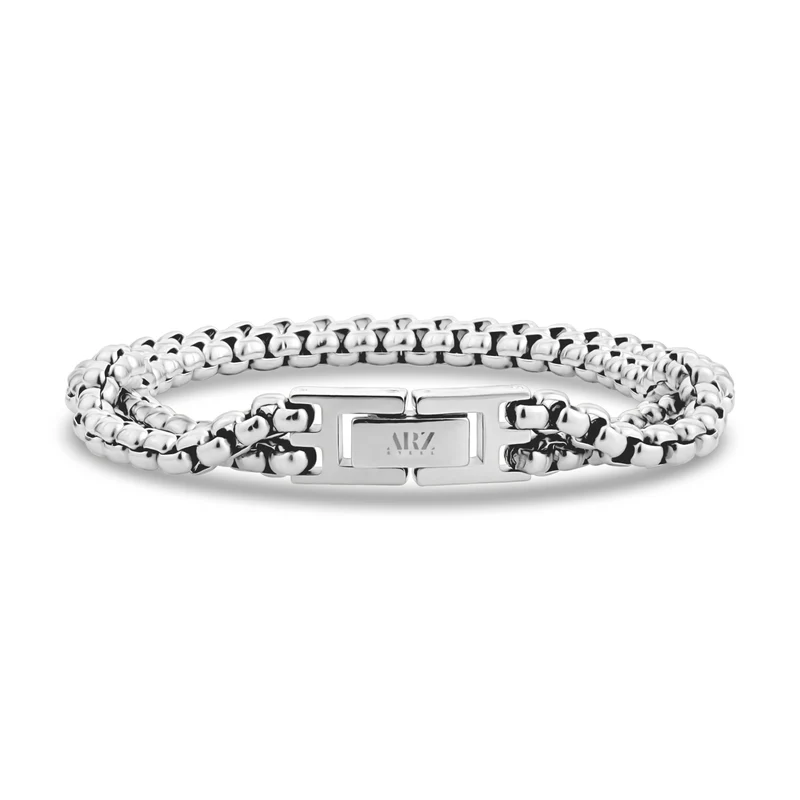 Bracelet à double rangée de maillons ronds