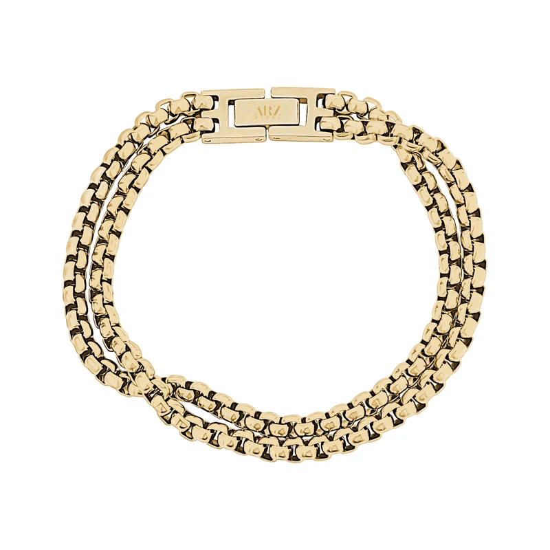 Bracelet à double rangée de maillons ronds