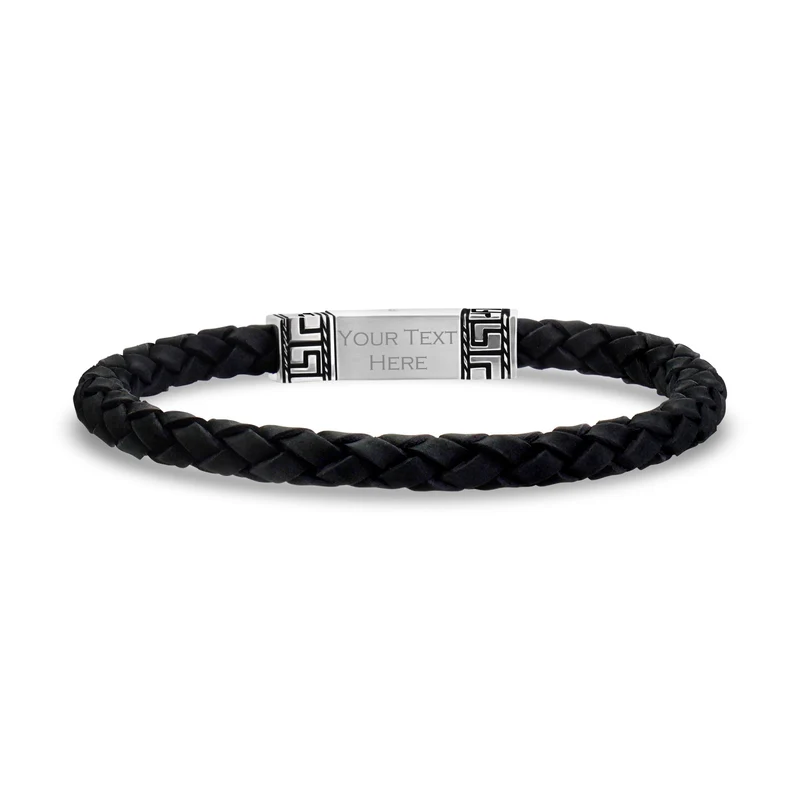 Bracelet en cuir avec clé grecque | 6MM