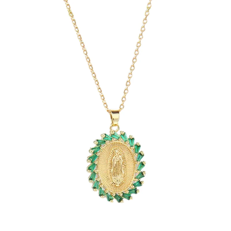 Collier Vierge Marie Vert