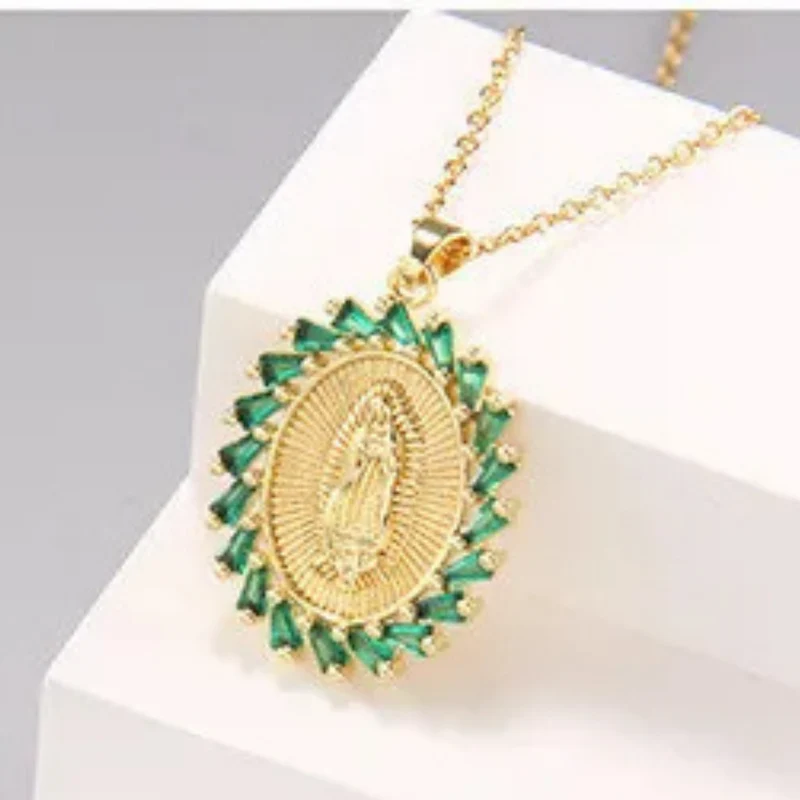 Collier Vierge Marie Vert