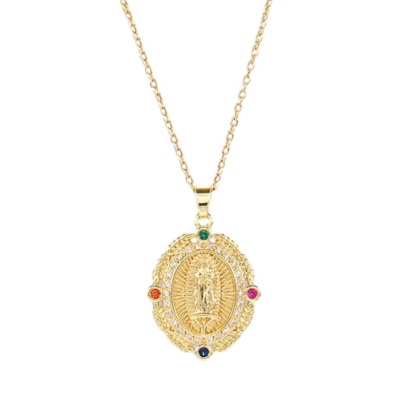 Collier Ovale Vierge Marie Or