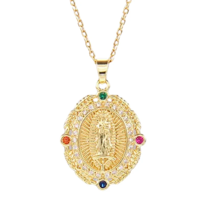 Collier Ovale Vierge Marie Or