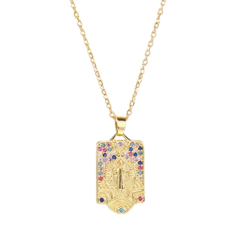 Collier Médaille Rectangulaire Vierge Marie