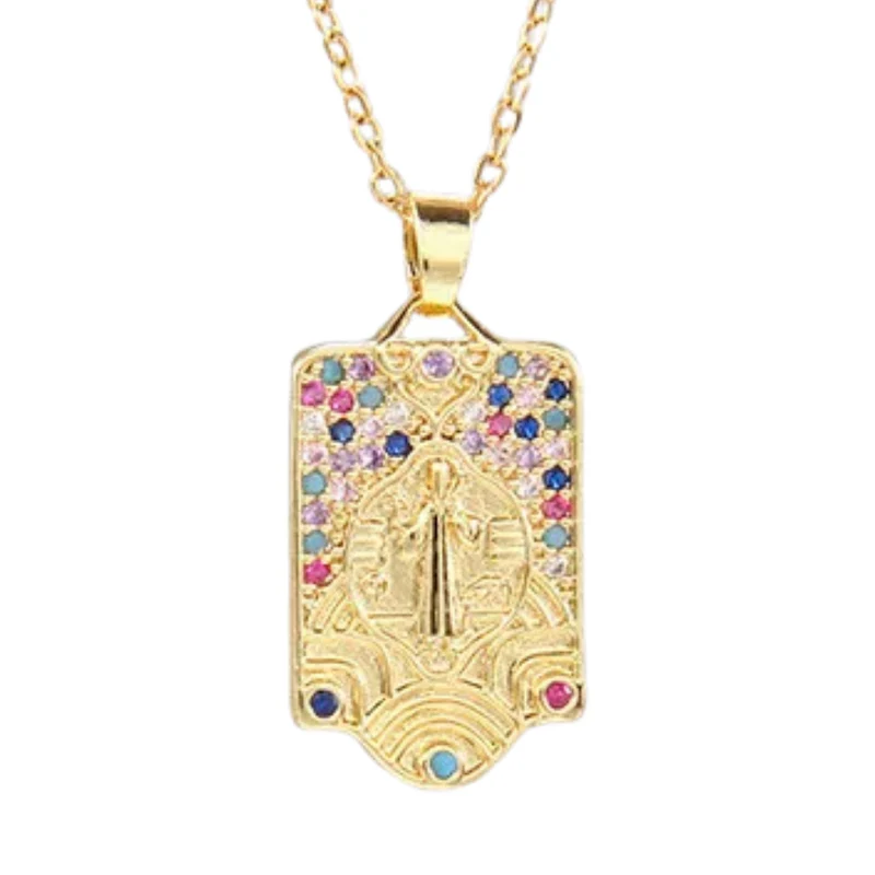 Collier Médaille Rectangulaire Vierge Marie