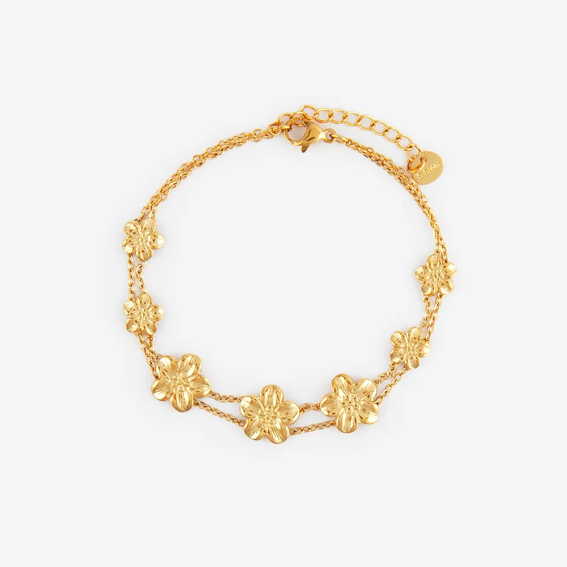 Bracelet Double Rang Fleuri