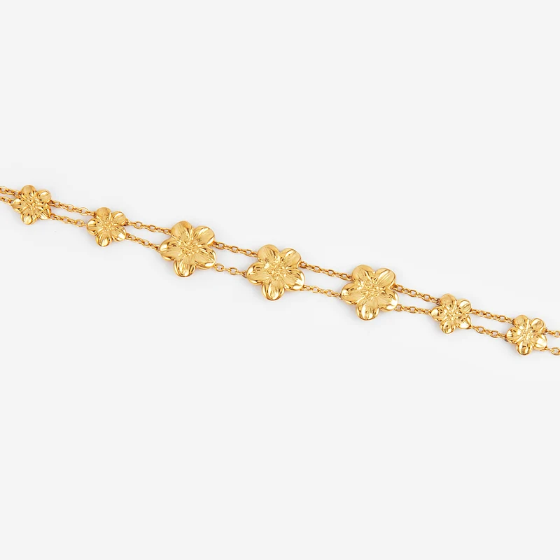 Bracelet Double Rang Fleuri