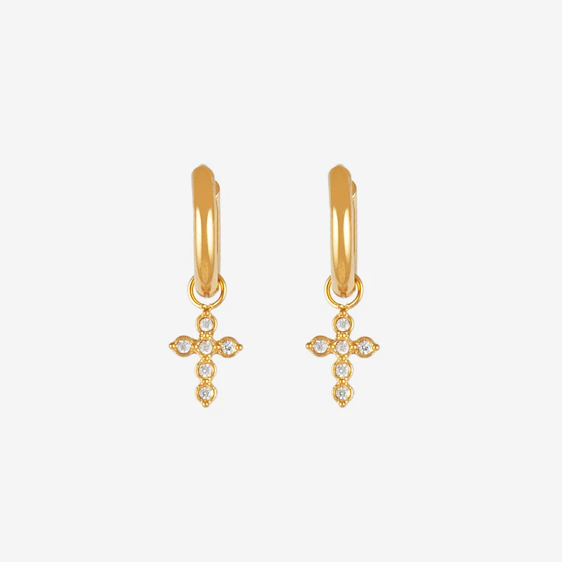 Créoles strass croix