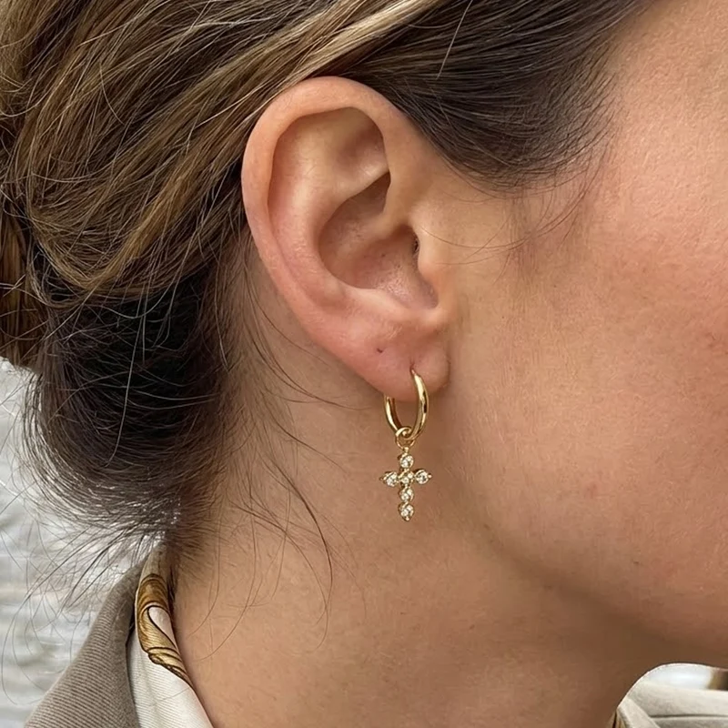 Créoles strass croix