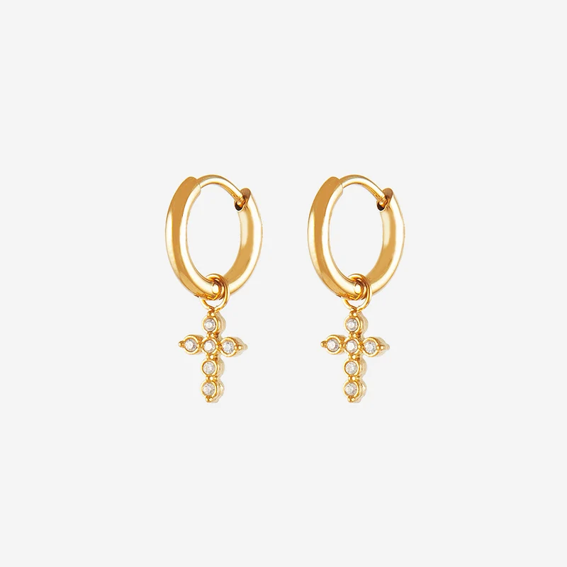 Créoles strass croix