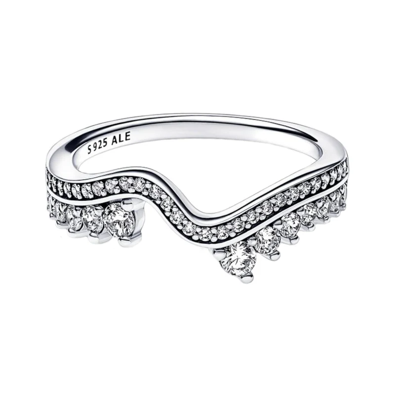Pandora Timeless 925 Sterling Silver Wave Ring 192543C01-50