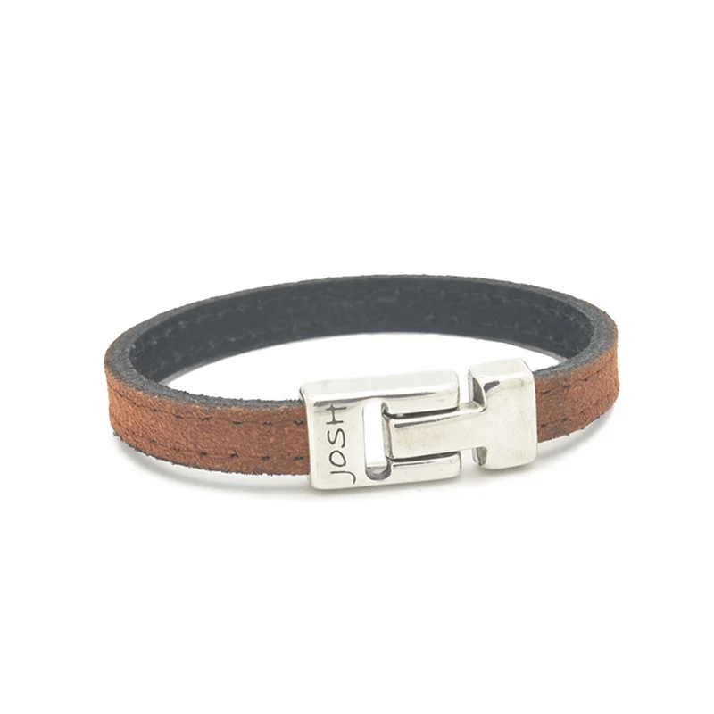 Josh Cognac Leather Bracelet 25036SL/CGNC/LRG