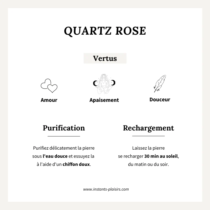 Bracelet "Hamin" quartz rose plaqué or