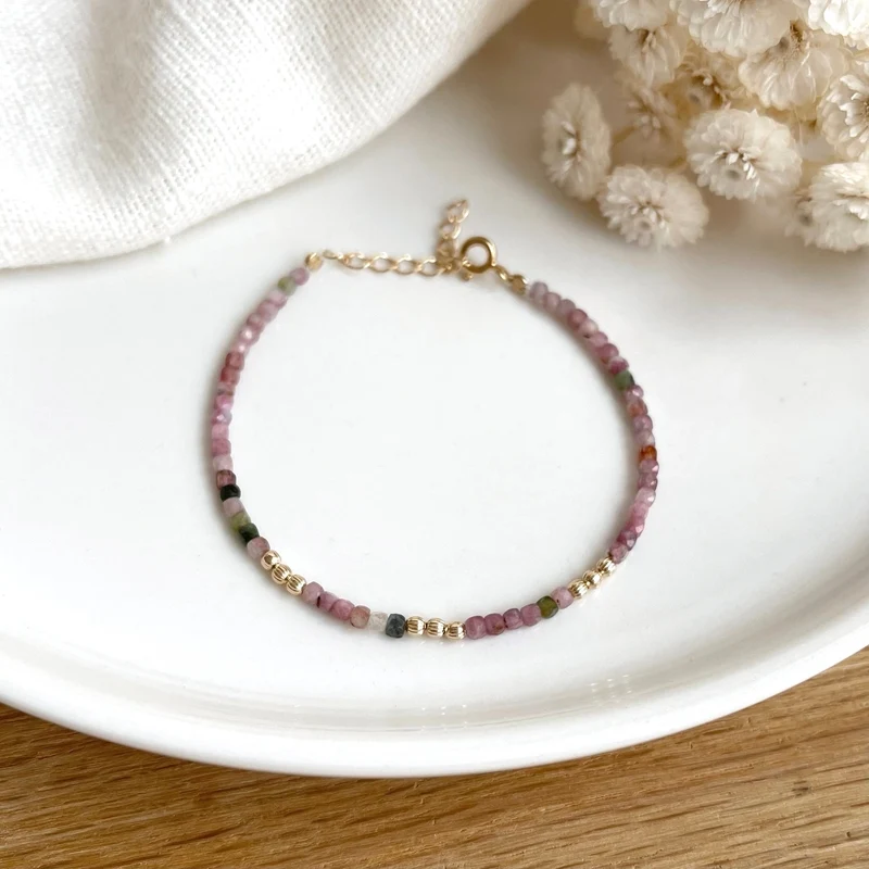 Bracelet "Hamin" tourmaline plaqué or