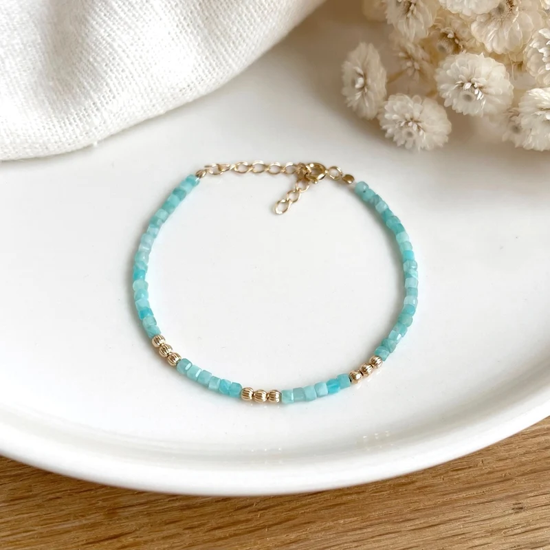 Bracelet "Hamin" amazonite plaqué or