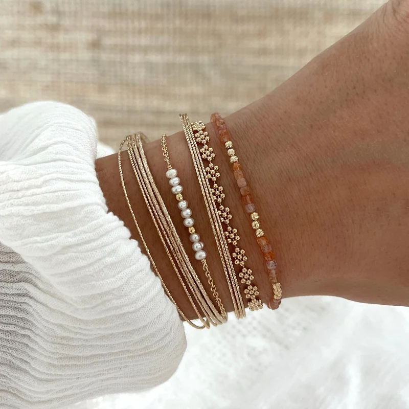 Bracelet "Hamin" pierre de soleil plaqué or