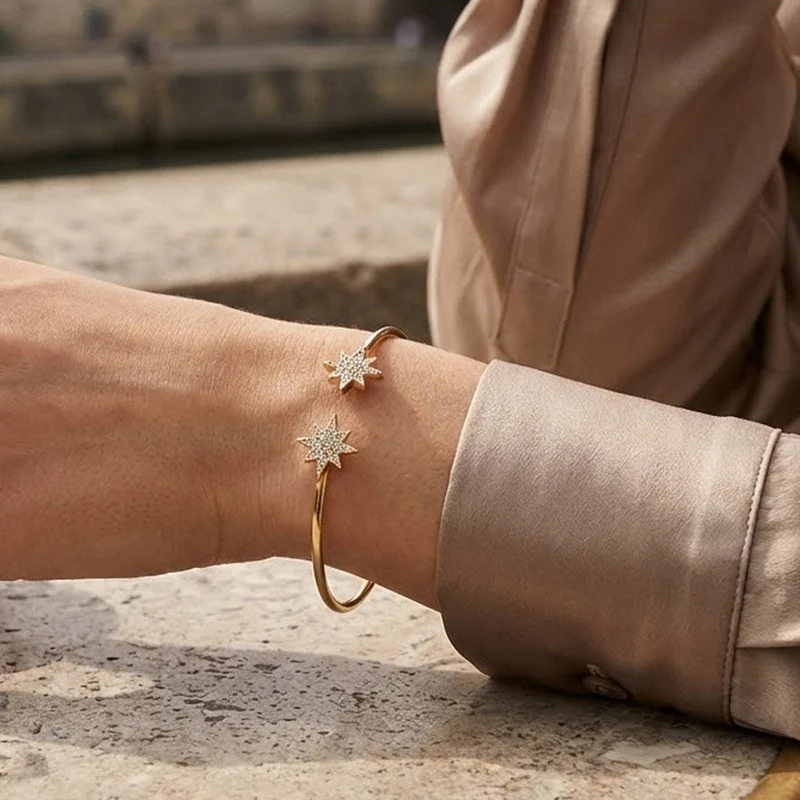 Jonc ouverte strass étoile