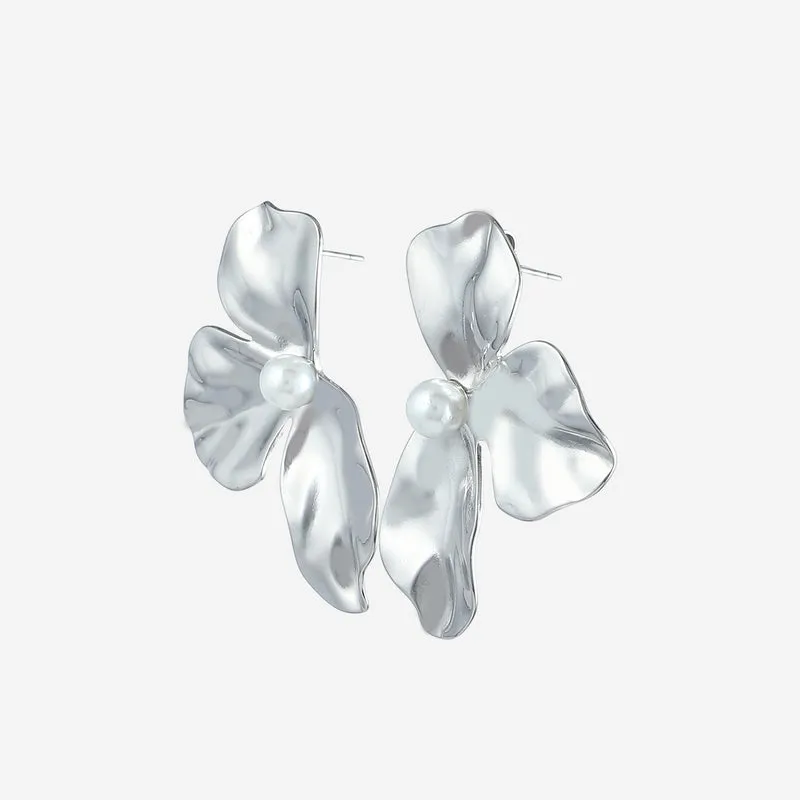 Boucles d'oreilles Feuille Martelée