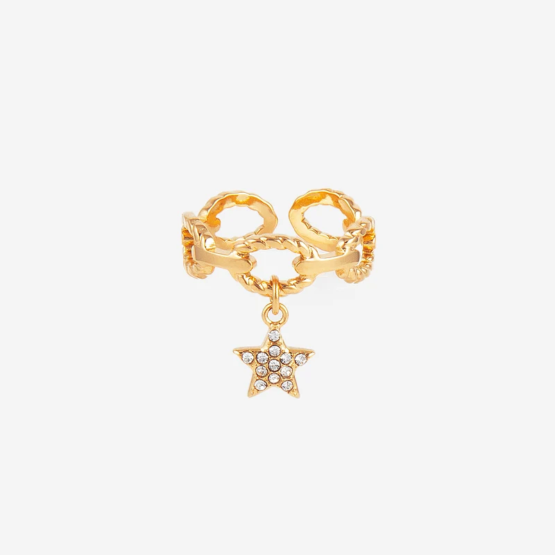 Bague étoile breloque Chaine