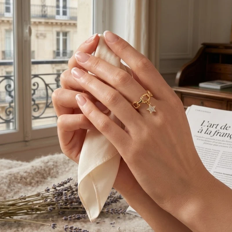 Bague étoile breloque Chaine