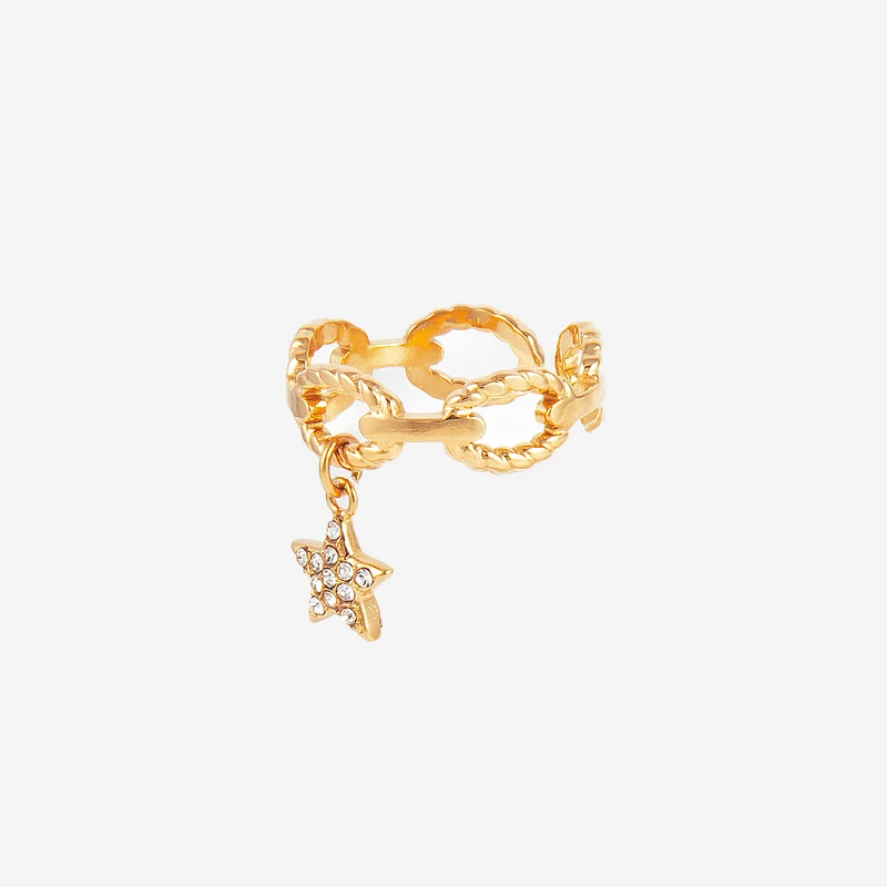 Bague étoile breloque Chaine