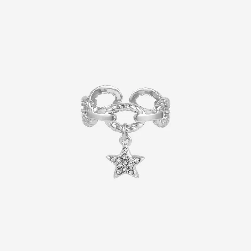 Bague étoile breloque Chaine