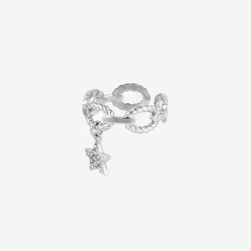 Bague étoile breloque Chaine