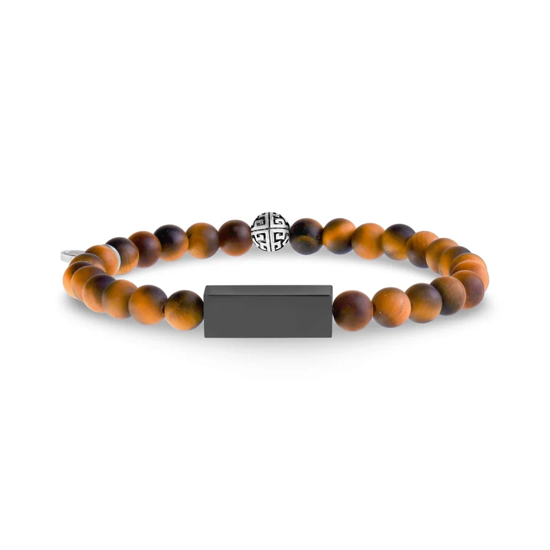 Bracelet de perles rectangulaires en oeil de tigre mat 6mm