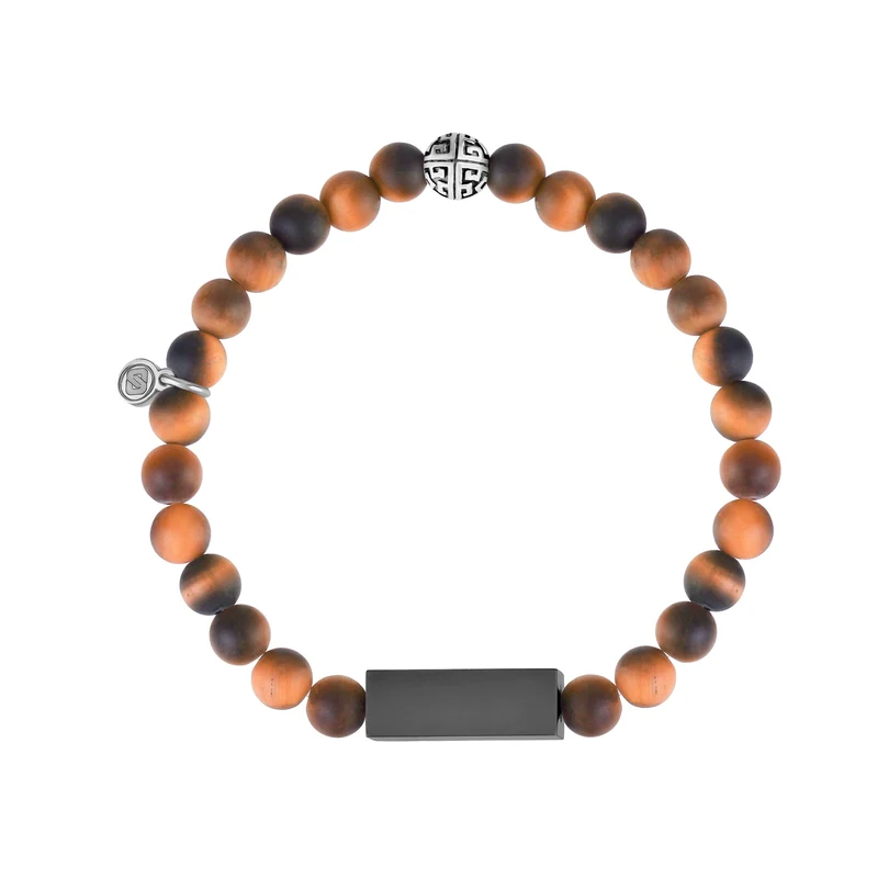 Bracelet de perles rectangulaires en oeil de tigre mat 6mm