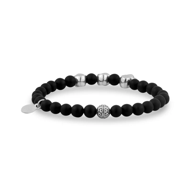 Bracelet de perles extensibles 6mm tête de mort en pont