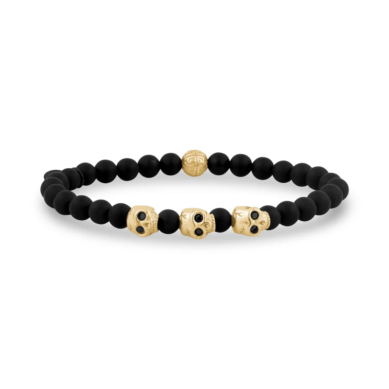Bracelet de perles extensibles 6mm tête de mort en pont