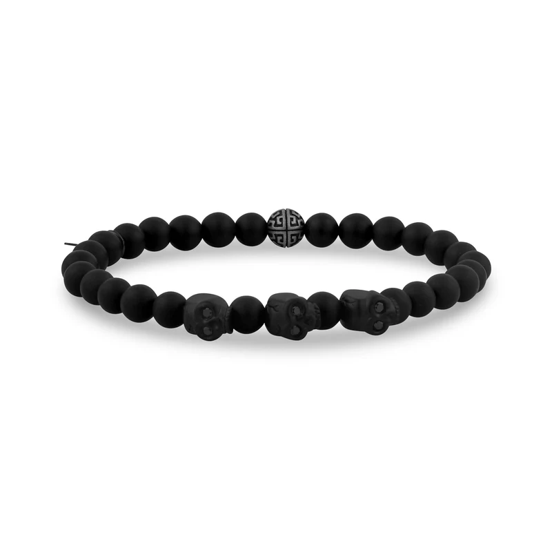 Bracelet de perles extensibles 6mm tête de mort en pont