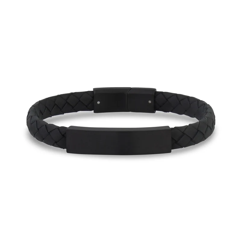 Bracelet d'identification plat en cuir de 8 mm