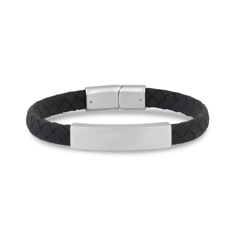 Bracelet d'identification plat en cuir de 8 mm