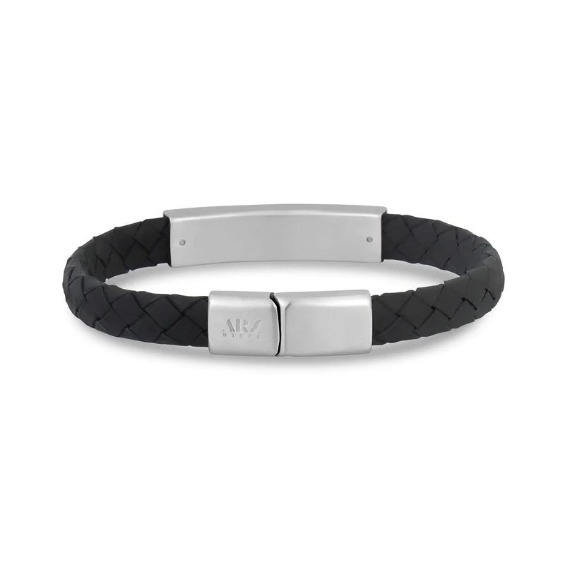 Bracelet d'identification plat en cuir de 8 mm