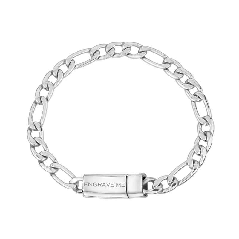 Bracelet gravé à maillons Figaro de 7 mm