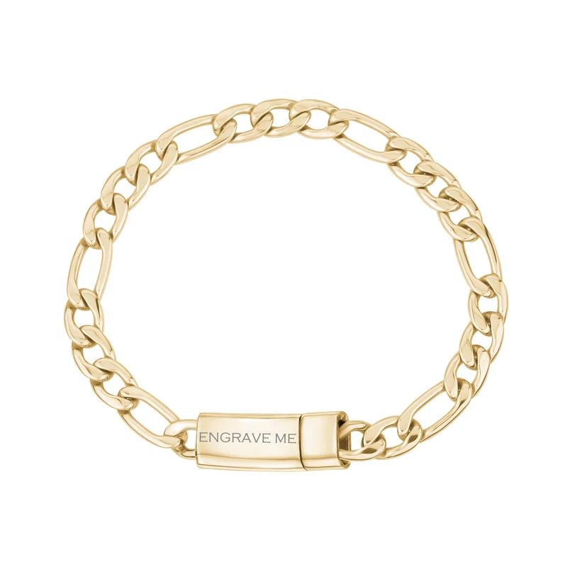 Bracelet gravé à maillons Figaro de 7 mm