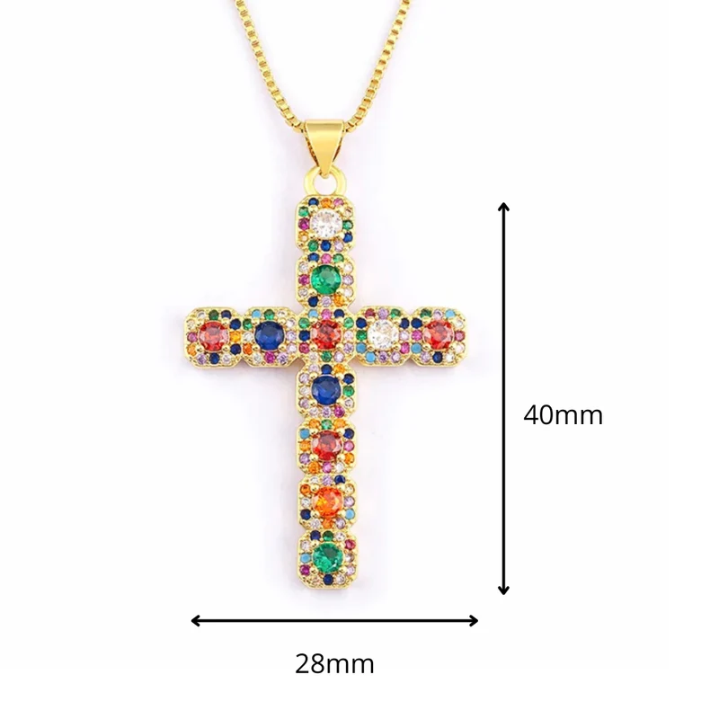Collier Croix Diamant Multicolore