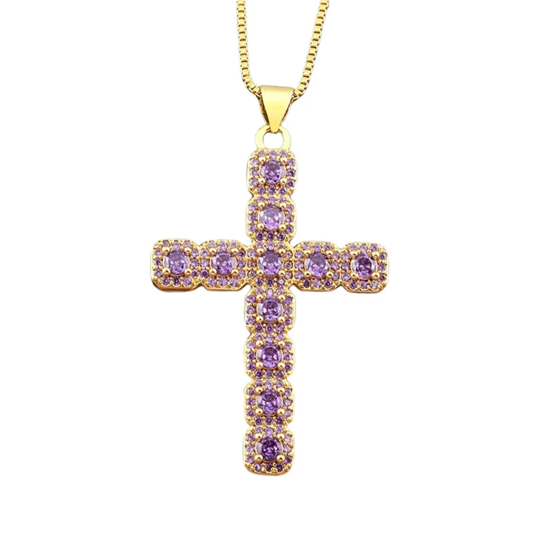 Collier Croix Lilas