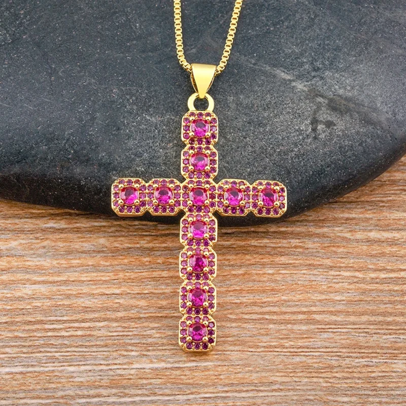 Collier Croix Rose