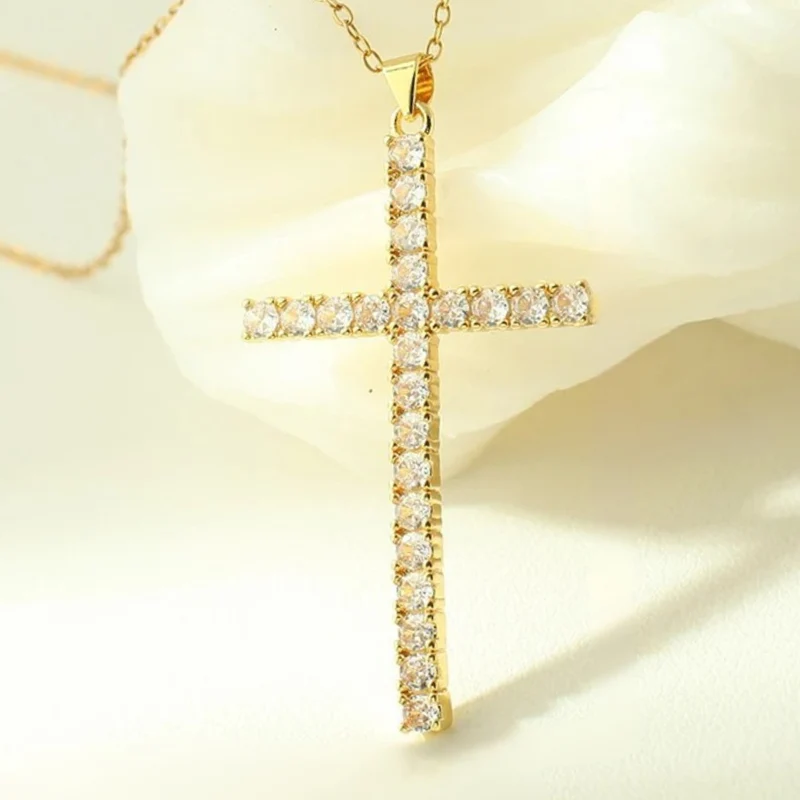 Collier Grande Croix Strass