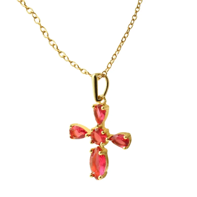 Collier Mini Croix Rose