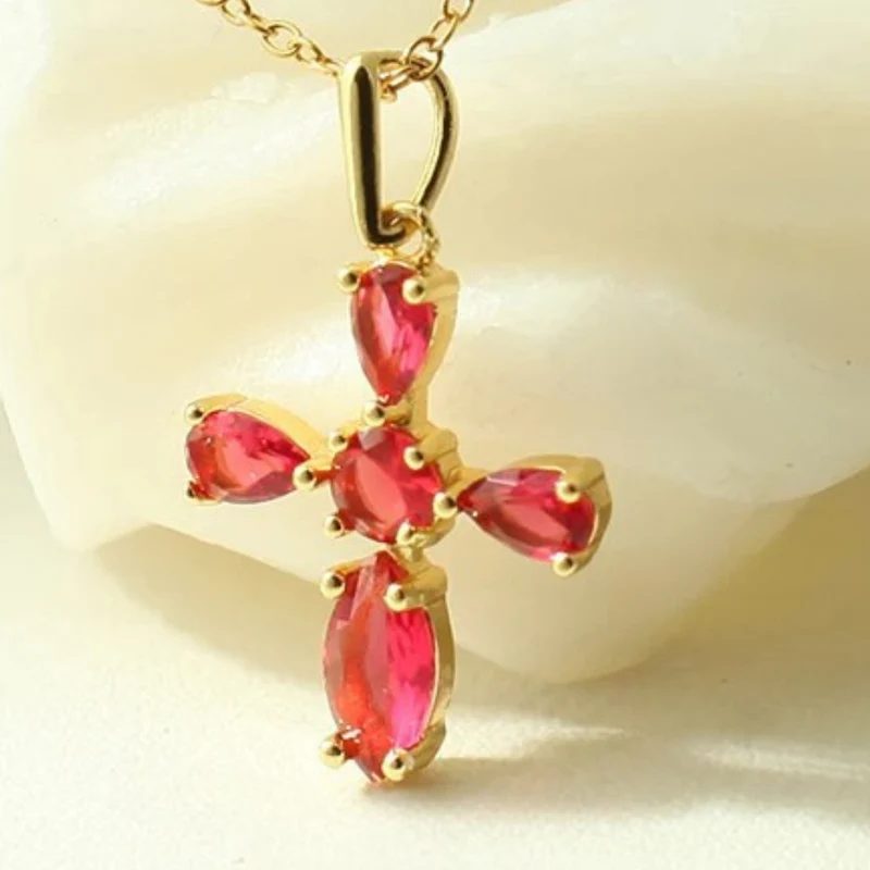 Collier Mini Croix Rose