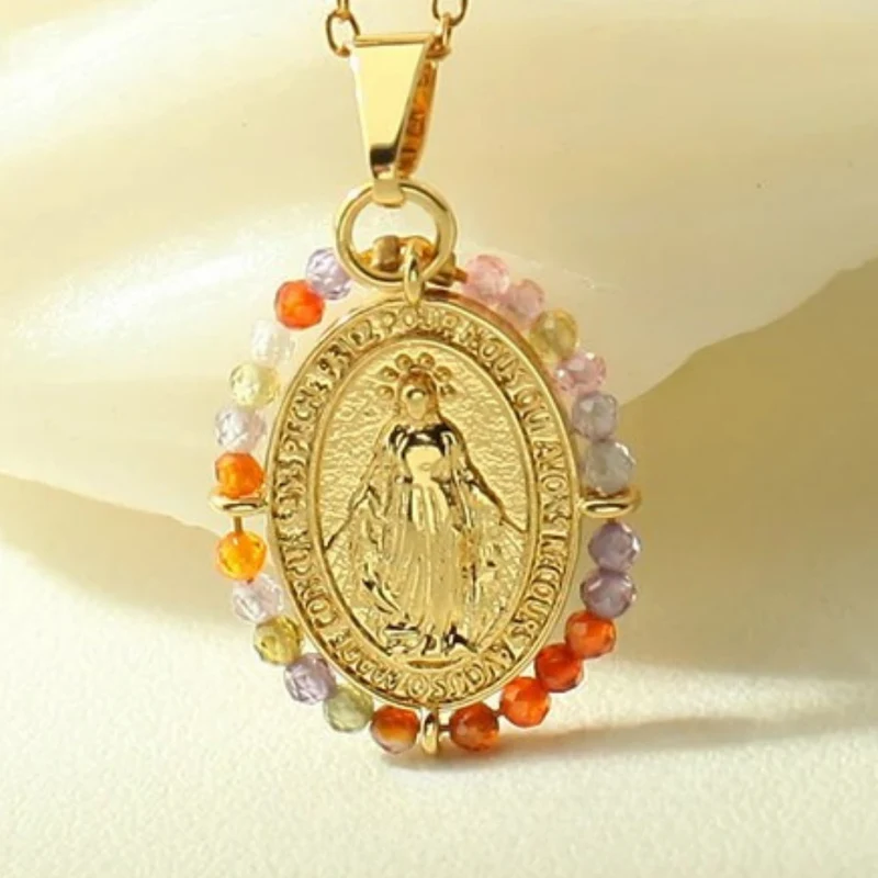 Collier Vierge Marie Perle