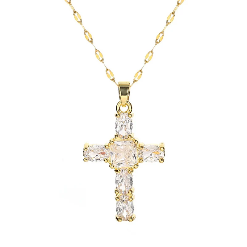 Collier Pendentif Croix Zircon