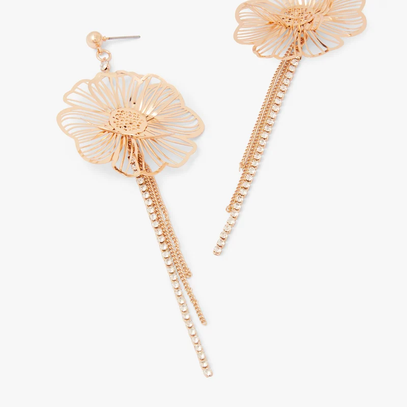Boucles d'oreilles fleur et perle en filigrane