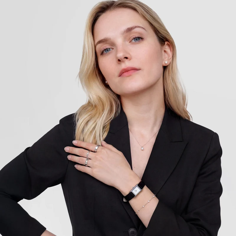 Daniel Wellington Bound Mini Black Lizard Argent Montre Femme DW00100901