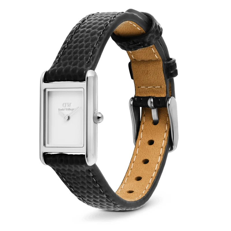 Daniel Wellington Bound Mini Black Lizard Argent Montre Femme DW00100901