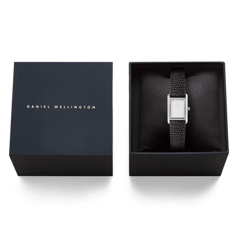 Daniel Wellington Bound Mini Black Lizard Argent Montre Femme DW00100901
